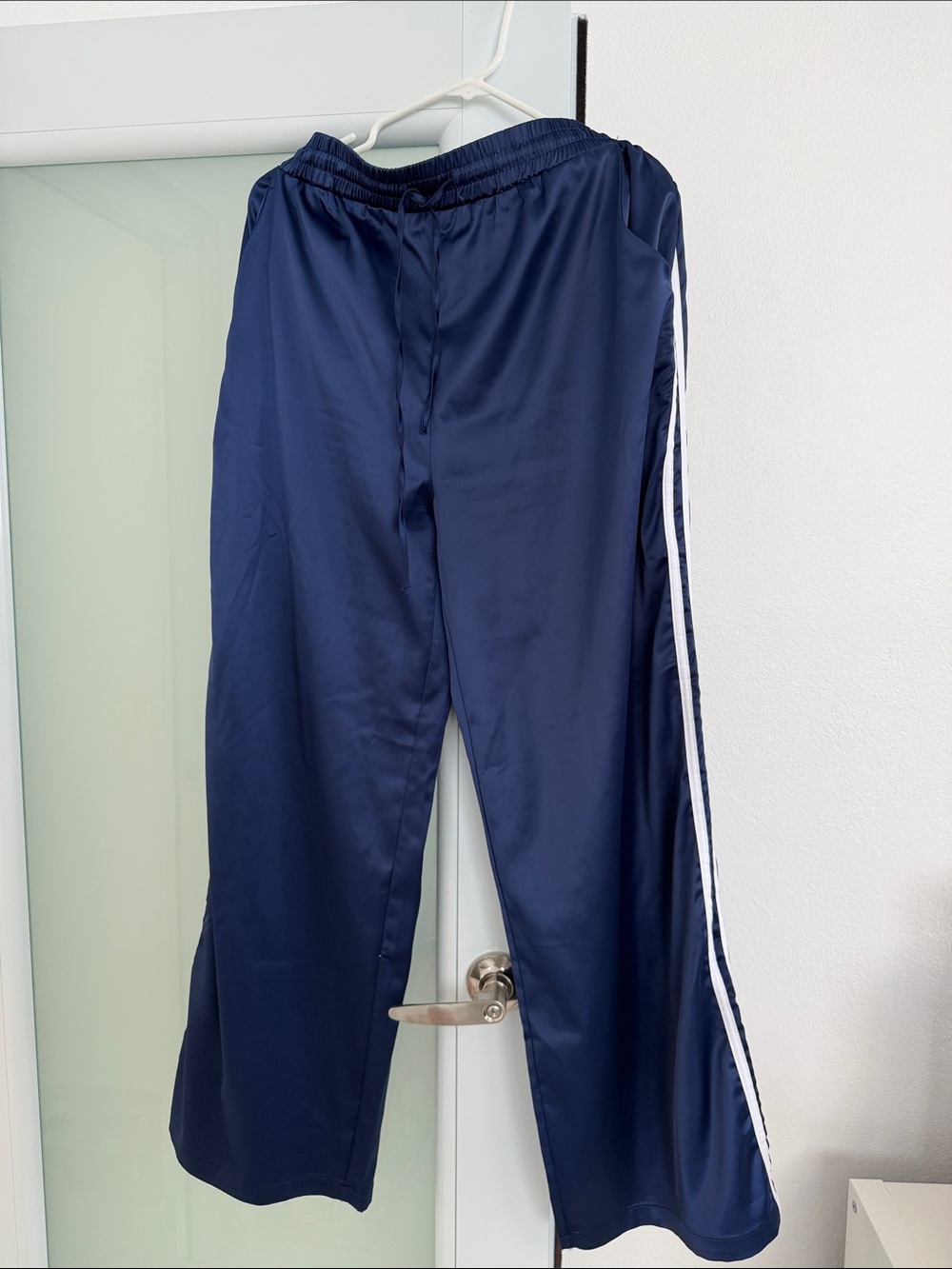 Women's Navy Track Pants with White Side Stripes